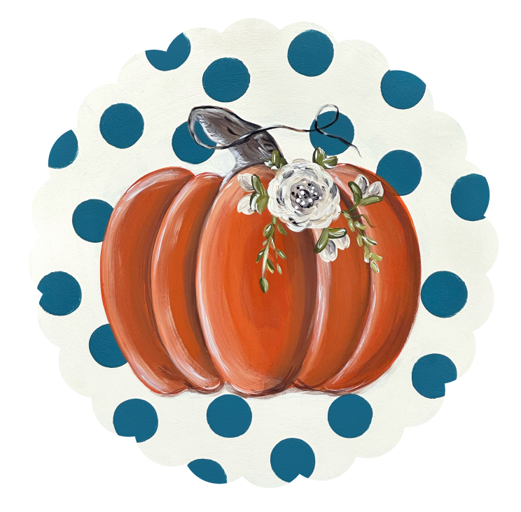 SPRINKLED WITH HEARTS PUMPKIN WITH TEAL DOTS