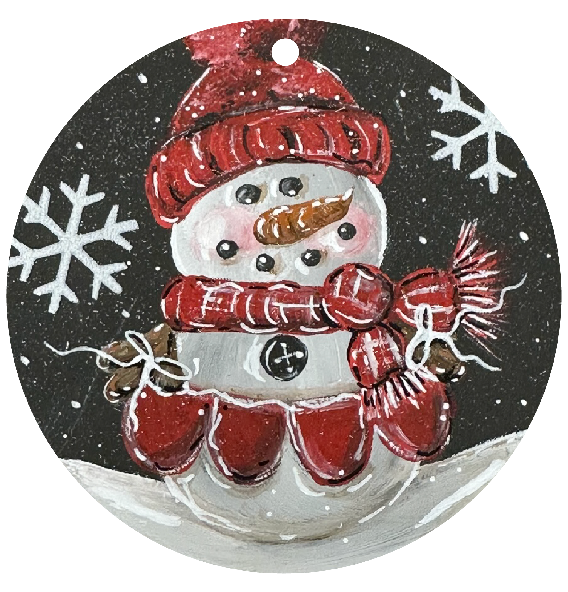 SPRINKLED WITH HEARTS CIRCLE SNOWMAN WITH 4 MITTENS