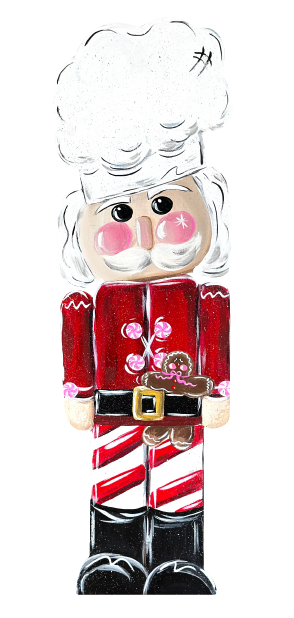 SPRINKLED WITH HEARTS CANDY CANE NUTCRACKER