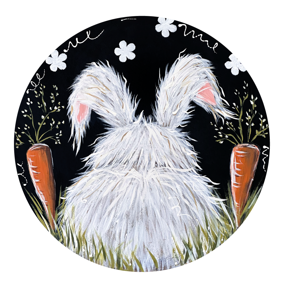 SPRINKLED WITH HEARTS CIRCLE WITH RABBIT AND CARROTS