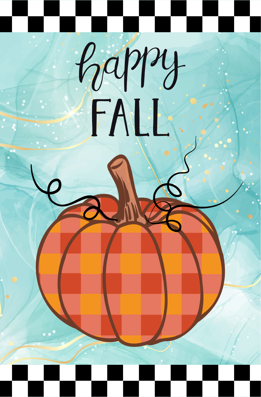 SPRINKLED WITH HEARTS HAPPY FALL WITH PLAID PUMPKIN