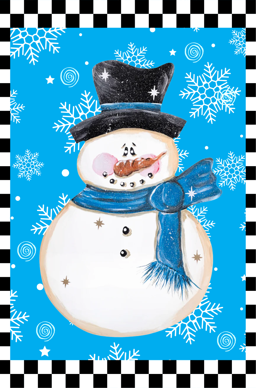 SPRINKLED WITH HEARTS SNOWMAN WITH BLUE SCARF