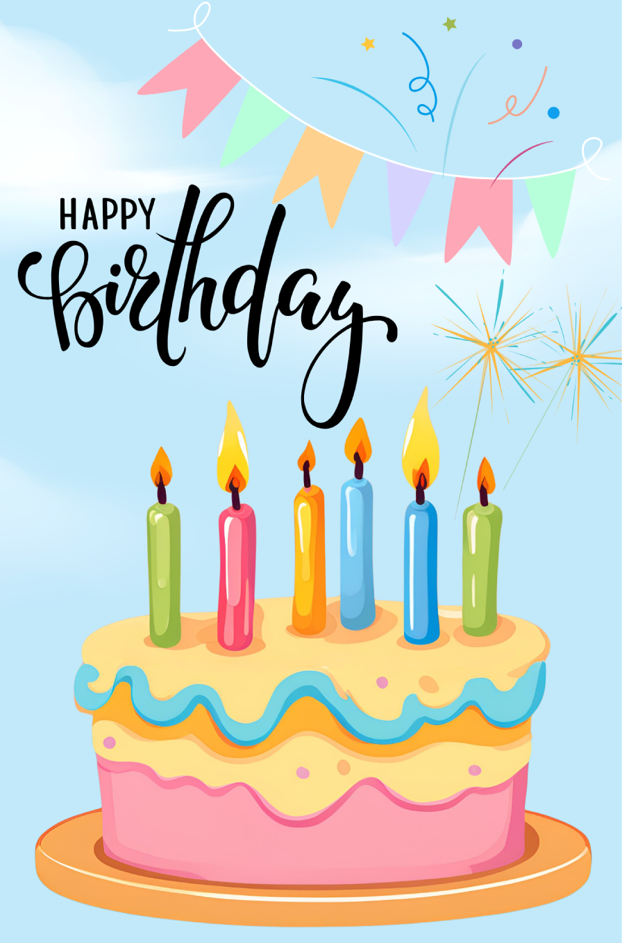 SPRINKLED WITH HEARTS HAPPY BIRTHDAY WITH MULTIPLE CANDLES