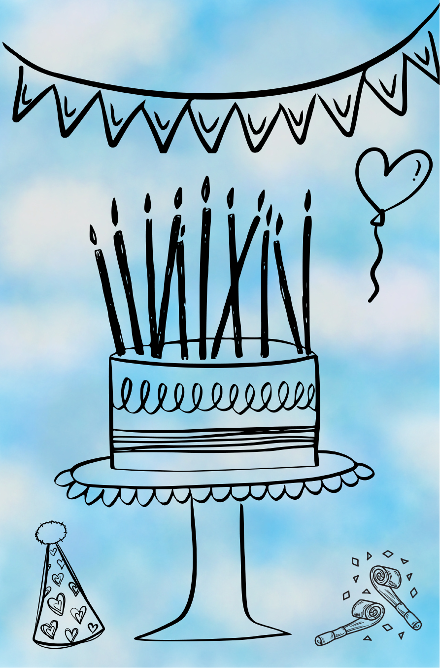 SPRINKLED WITH HEARTS BLUE AND WHITE BIRTHDAY