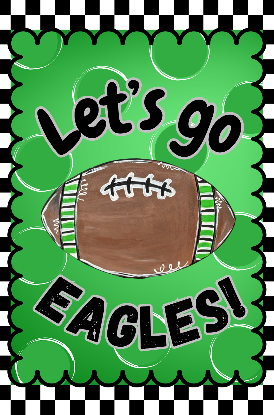 SPRINKLED WITH HEARTS LETS GO EAGLES FOOTBALL