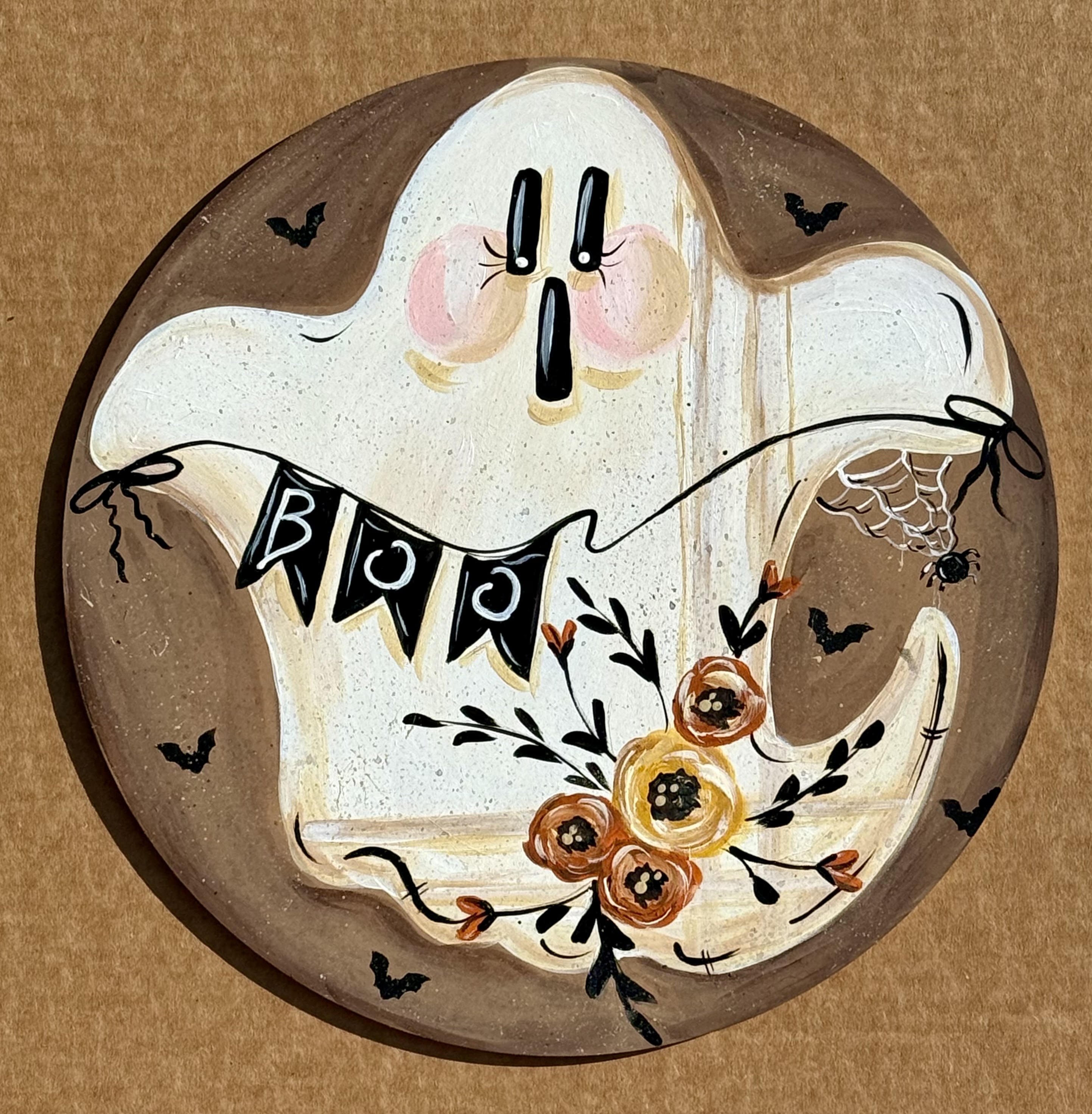SPRINKLED WITH HEARTS GHOST WITH BOO AND FLOWERS