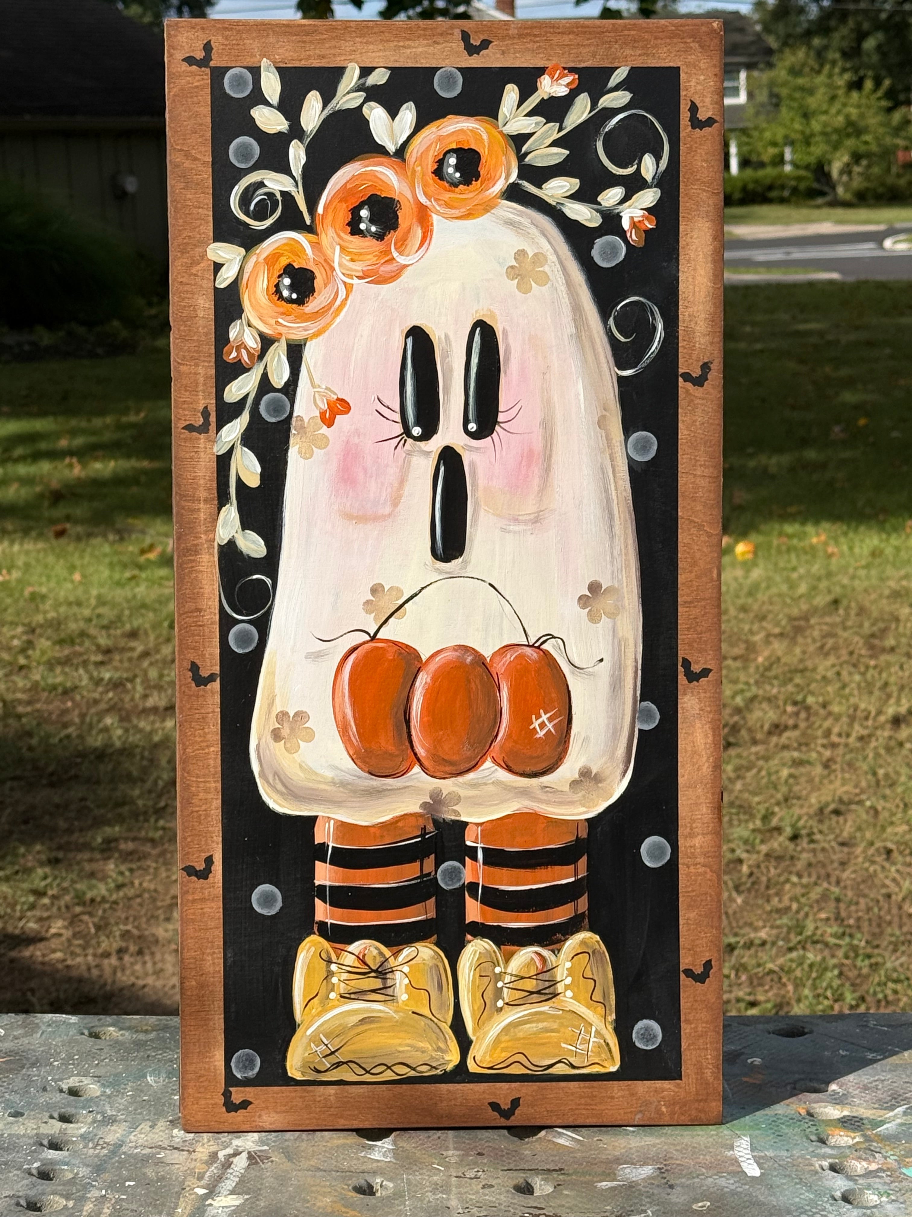 SPRINKLED WITH HEARTS TRICK OR TREATER GHOST