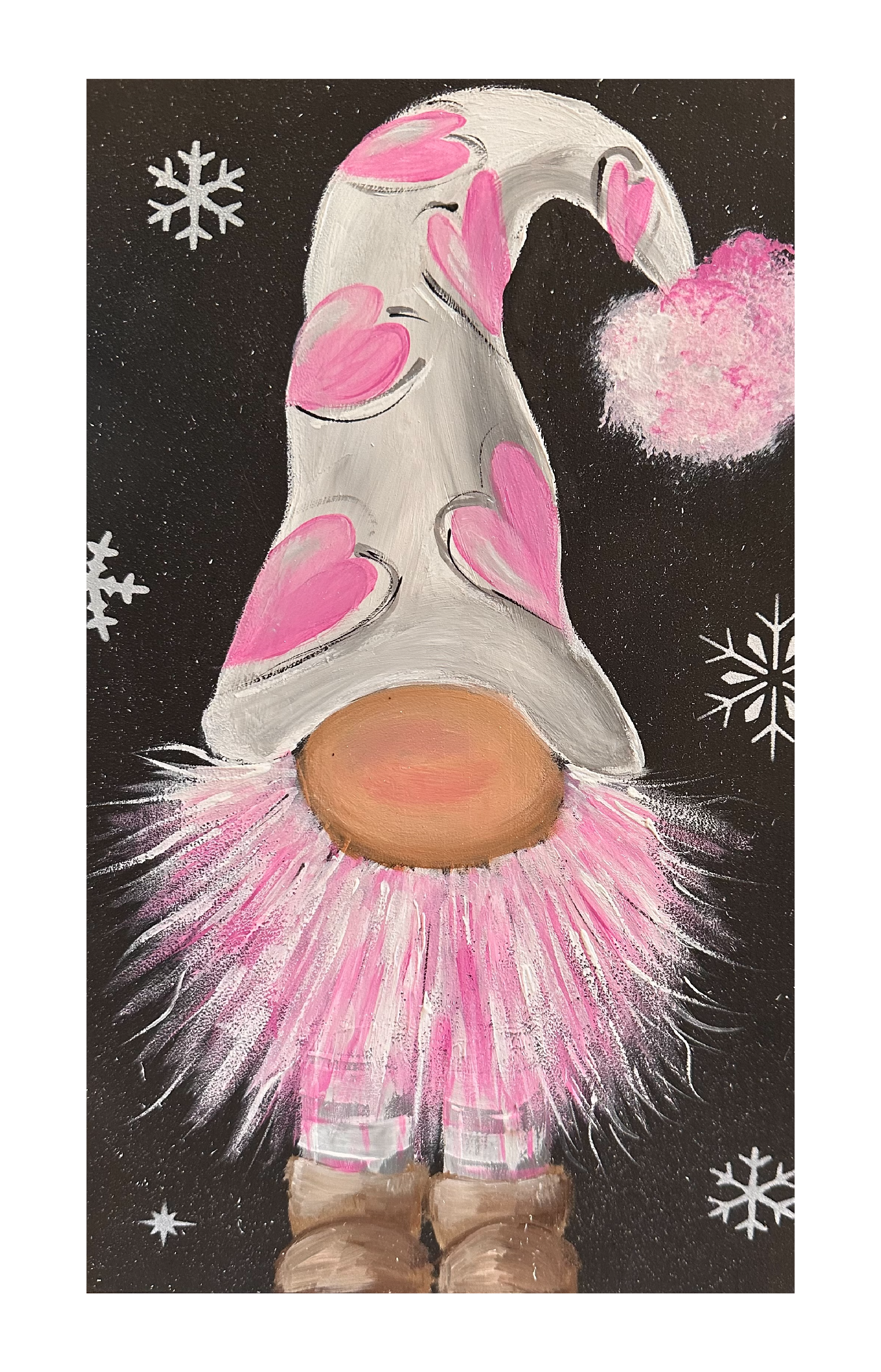 SPRINKLED WITH HEARTS GNOME WITH PINK HEARTS HAT