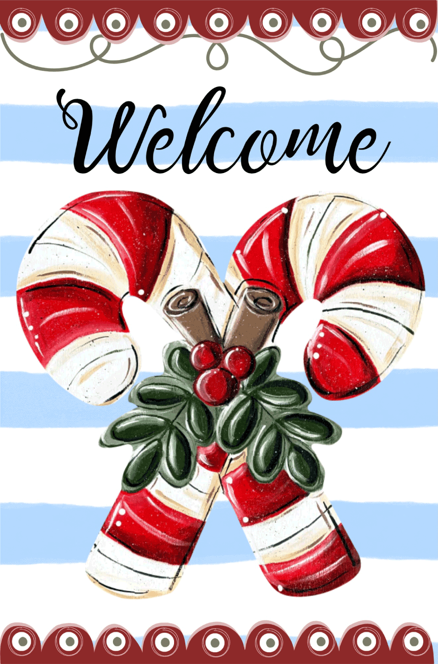 SPRINKLED WITH HEARTS WELCOME CANDY CANES