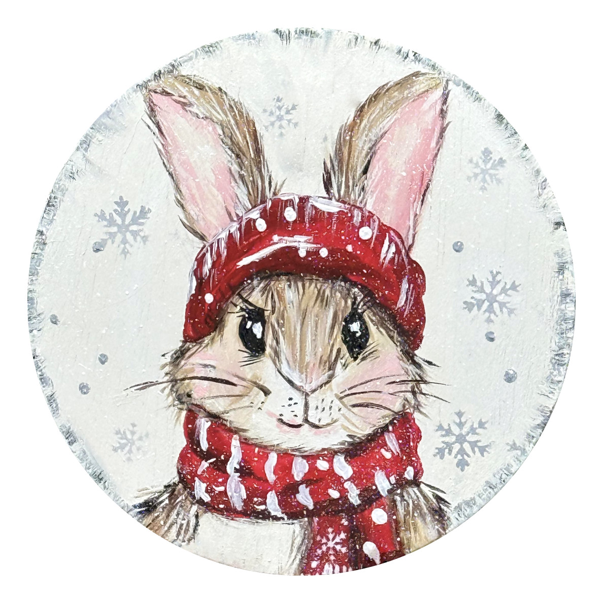SPRINKLED WITH HEARTS RABBIT WITH RED SCARF