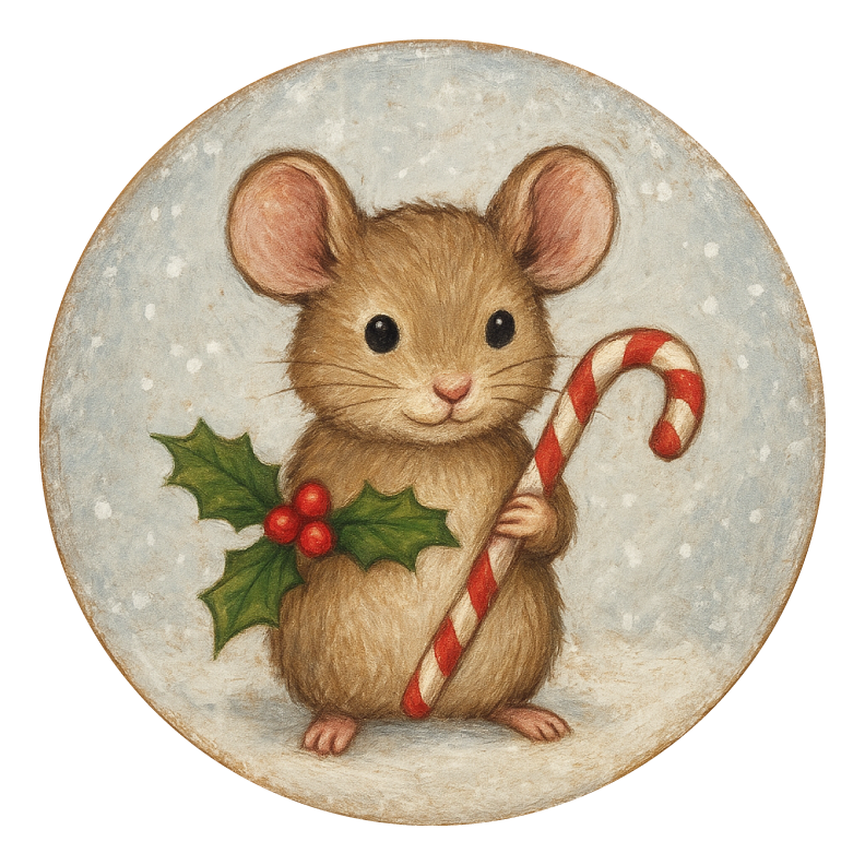 SPRINKLED WITH HEARTS MOUSE AND CANDY CANE