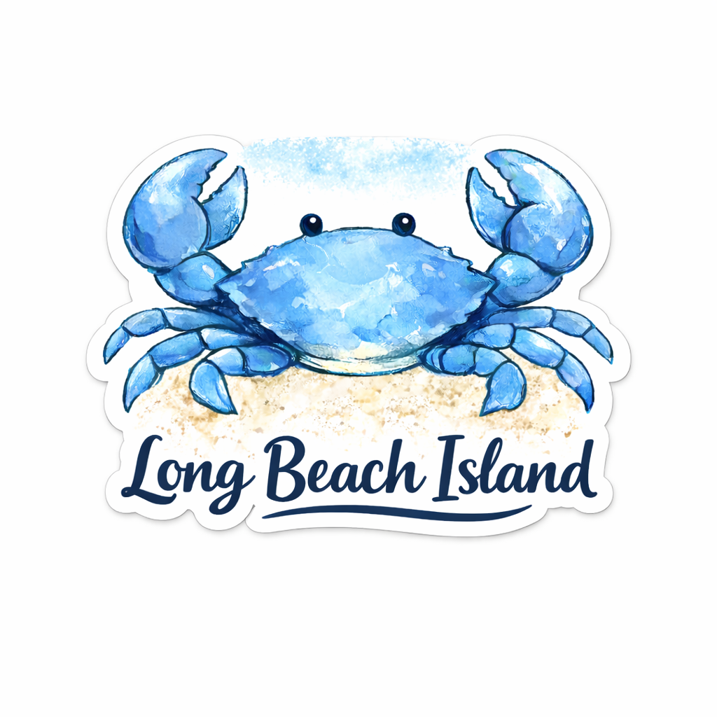 SPRINKLED WITH HEARTS  BLUE CRAB ON BEACH
