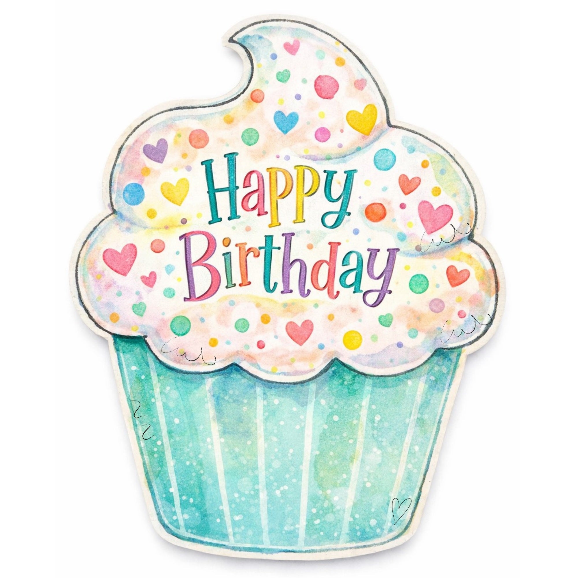 SPRINKLED WITH HEARTS HAPPY BIRTHDAY CUPCAKE