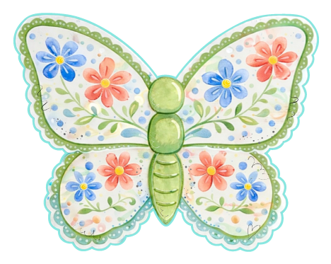 SPRINKLED WITH HEARTS FLORAL BUTTERFLY