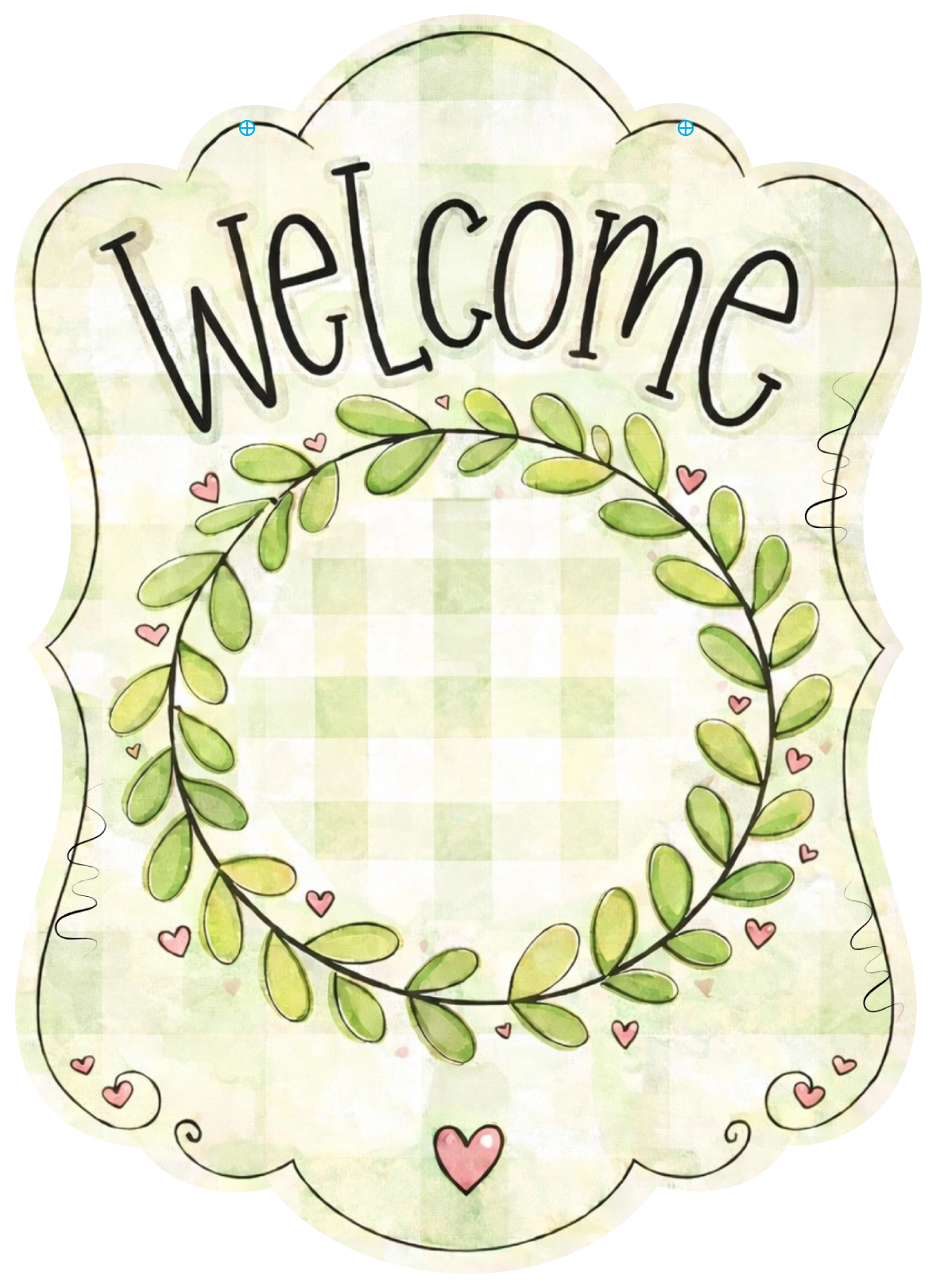 SPRINKLED WITH HEARTS GREEN PLAQUE THAT SAYS WELCOME