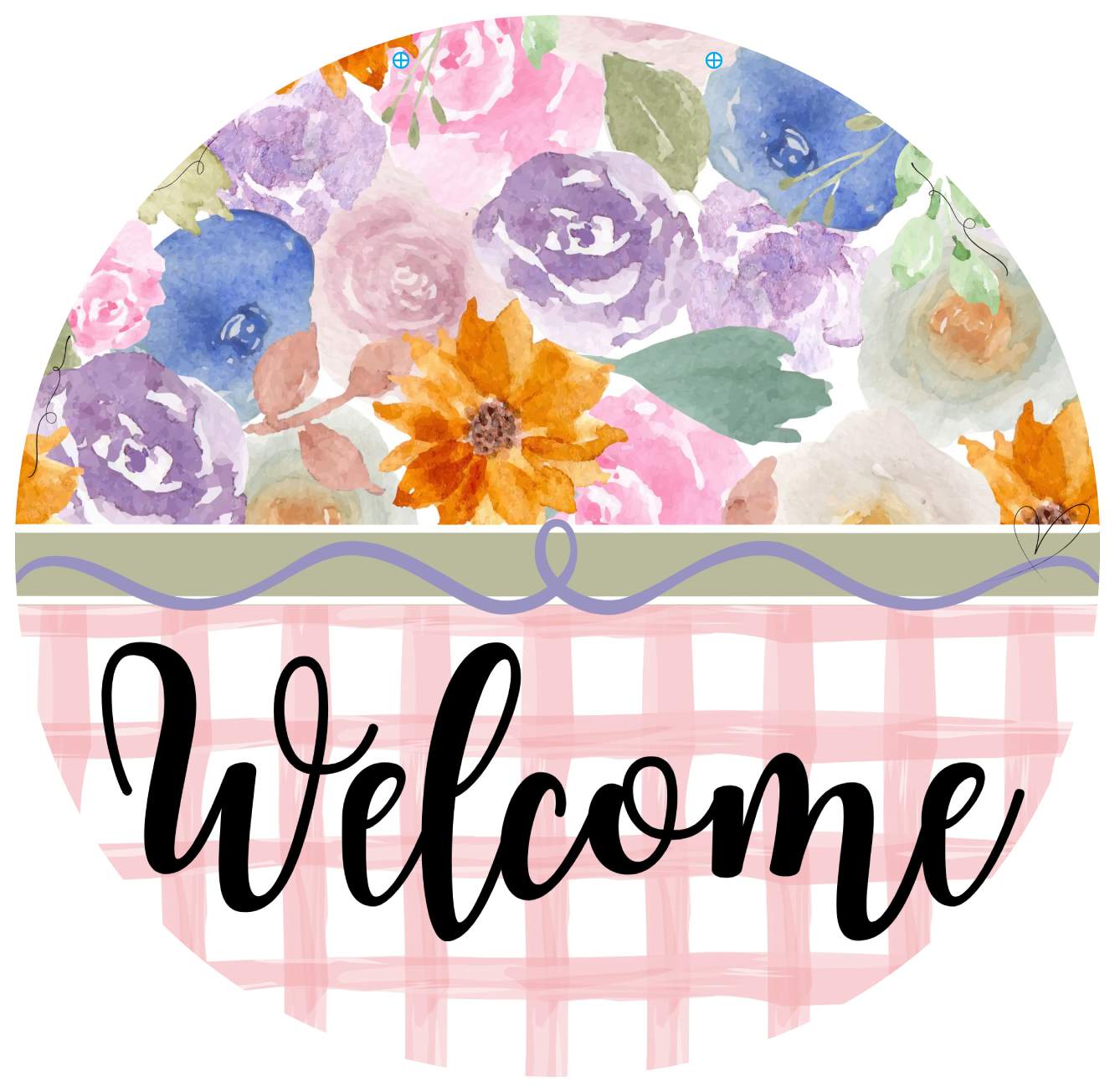 SPRINKLED WITH HEARTS PINK PLAID WELCOME WITH FLORAL TOP