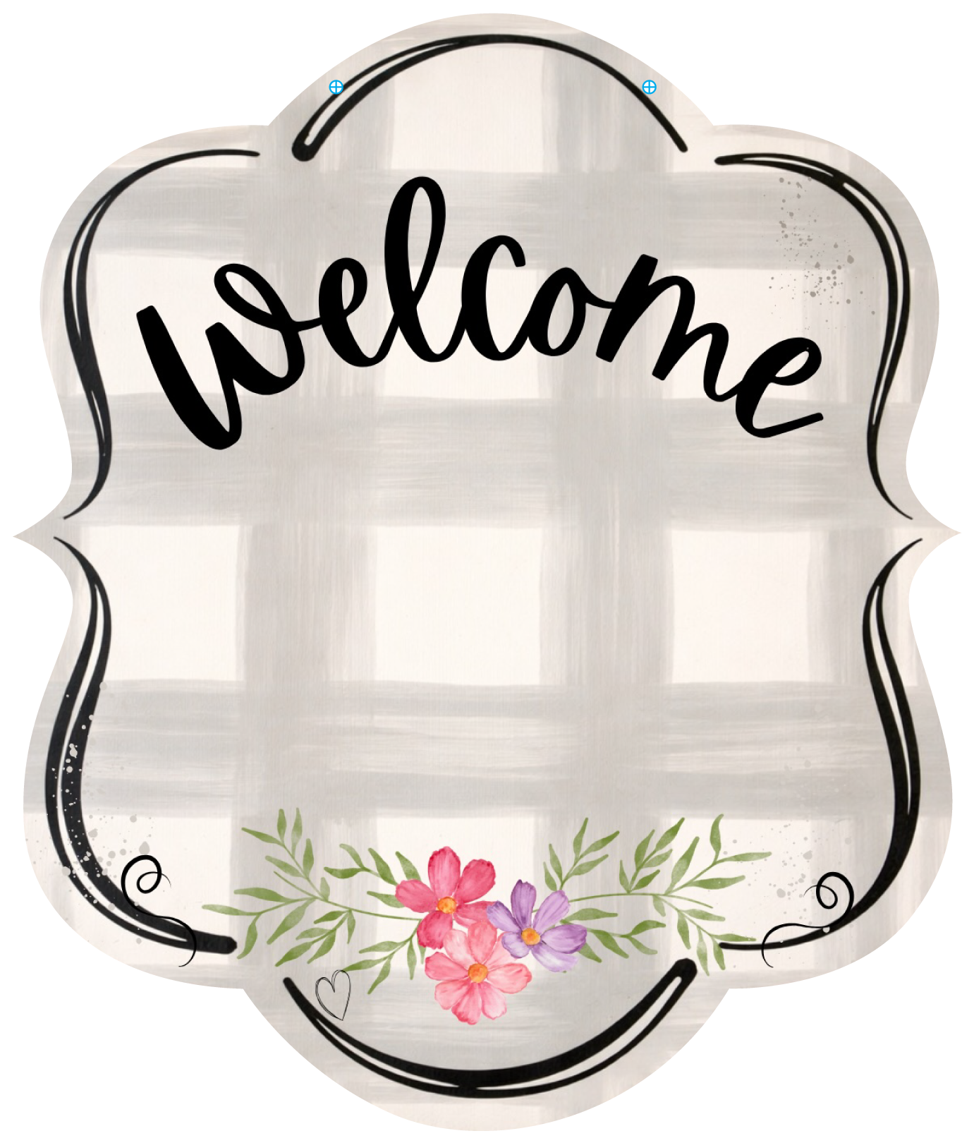 SPRINKLED WITH HEARTS PLAID PLAQUE WITH WELCOME