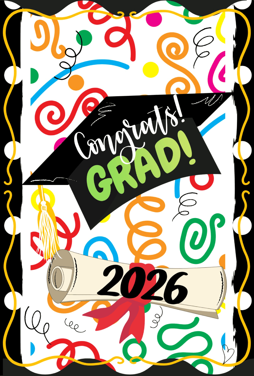 SPRINKLED WITH HEARTS CONGRATS GRAD 2026