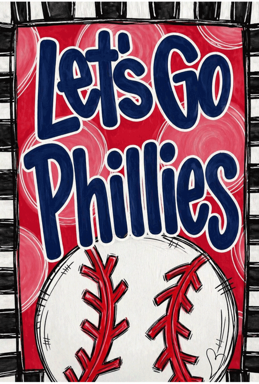SPRINKLED WITH HEARTS LET'S GO PHILLIES WITH BASEBALL
