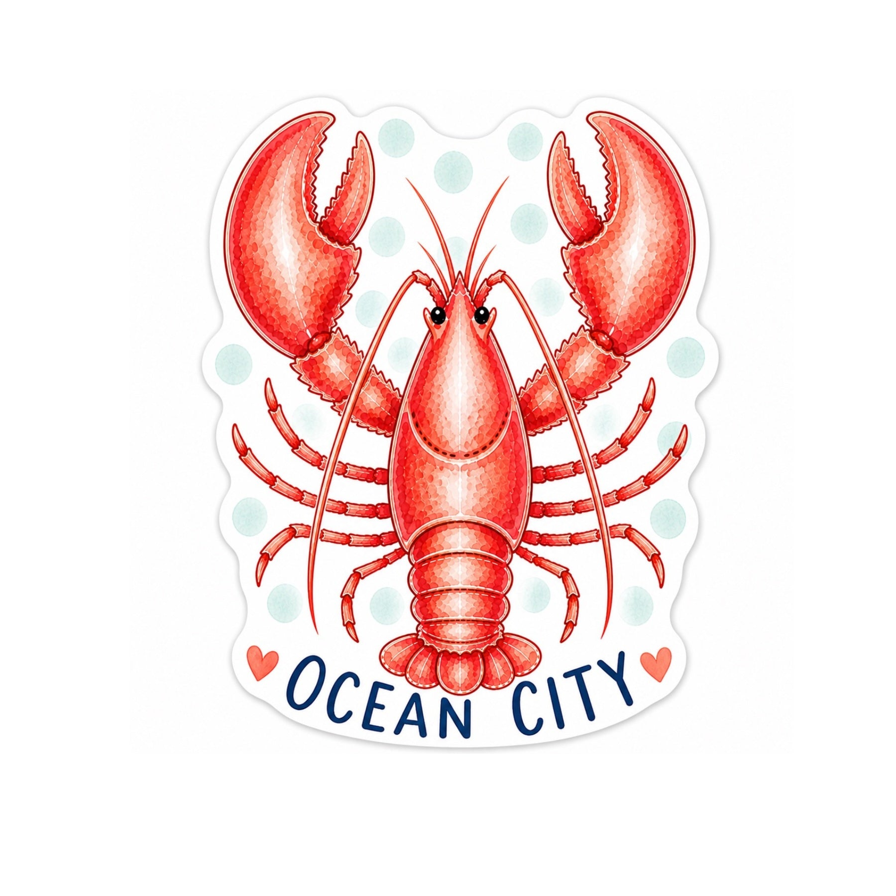 SPRINKLED WITH HEARTS RED LOBSTER WITH OCEAN CITY