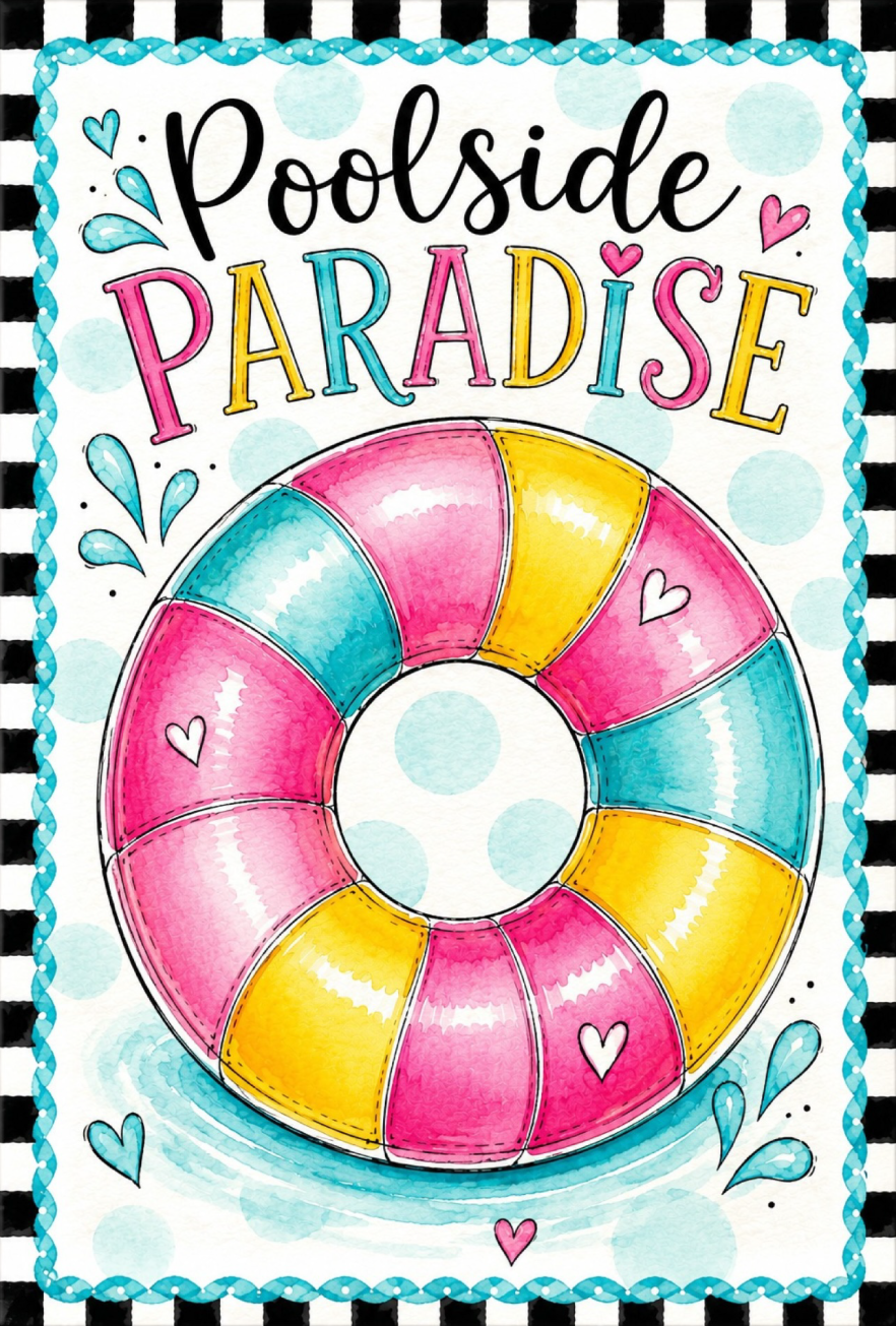 SPRINKLED WITH HEARTS POOLSIDE PARADISE COLORFUL FLOAT