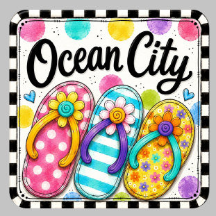 SPRINKLED WITH HEARTS COLORFUL FLIP FLOPS OCEAN CITY