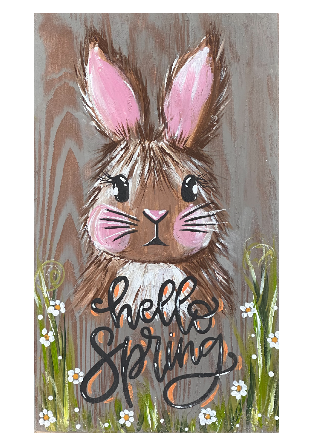 SPRINKLED WITH HEARTS HELLO SPRING BROWN RABBIT