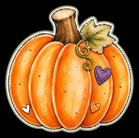 SPRINKLED WITH HEARTS ORANGE PUMPKIN WITH PURPLE HEART