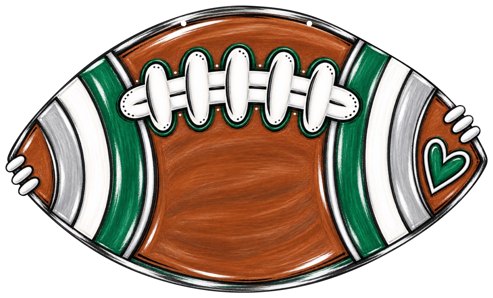 SPRINKLED WITH HEARTS FOOTBALL GREEN WHITE GREY