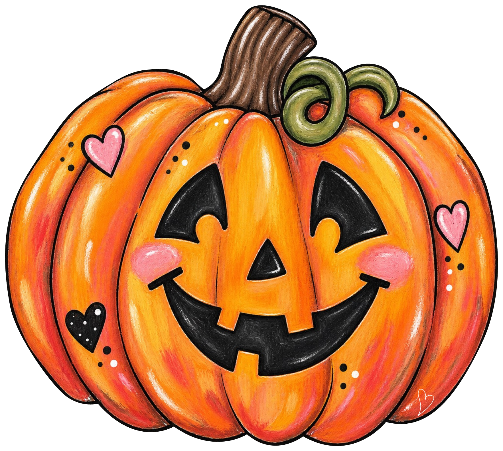 SPRINKLED WITH HEARTS ORANGE JACK-O-LANTERN 2 PINK HEARTS