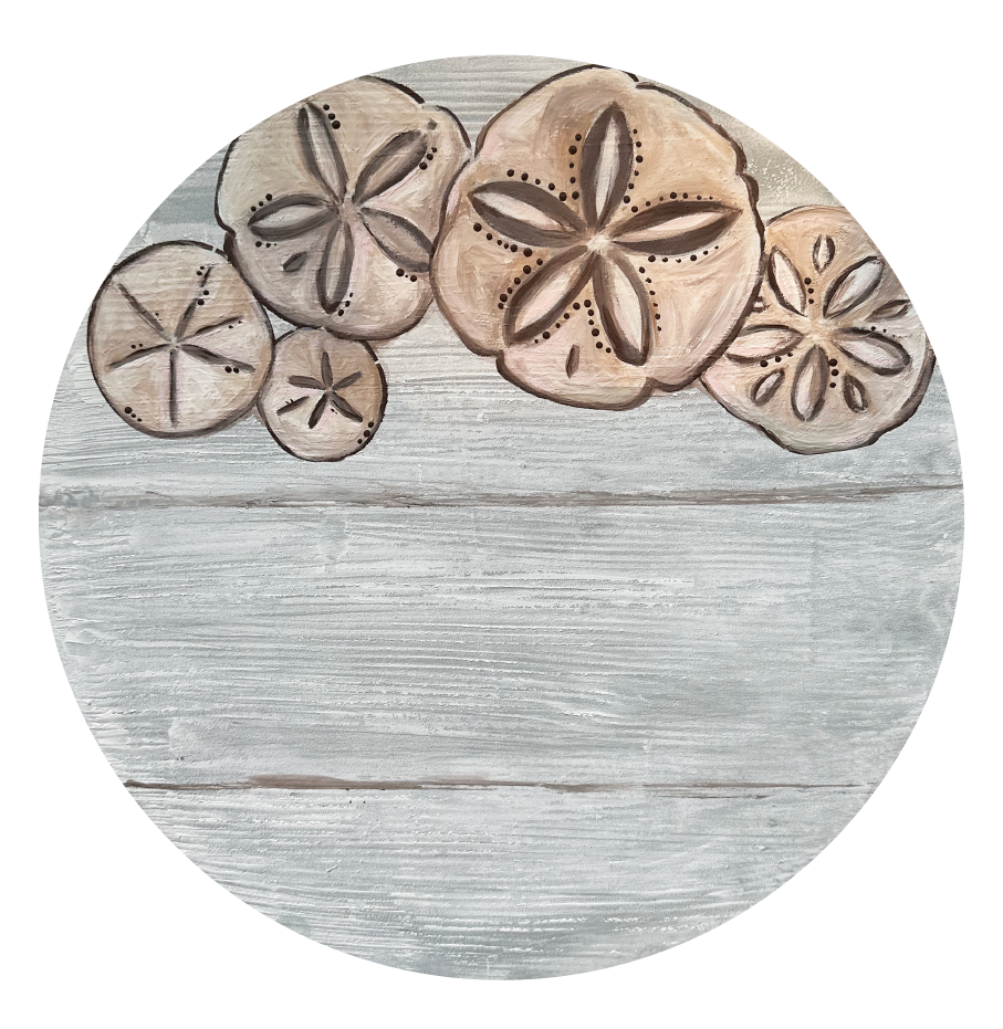 SPRINKLED WITH HEARTS CIRCLE WITH SAND DOLLARS