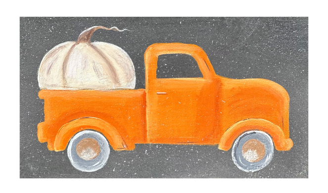 SPRINKLED WITH HEARTS ORANGE TRUCK WITH PUMPKIN