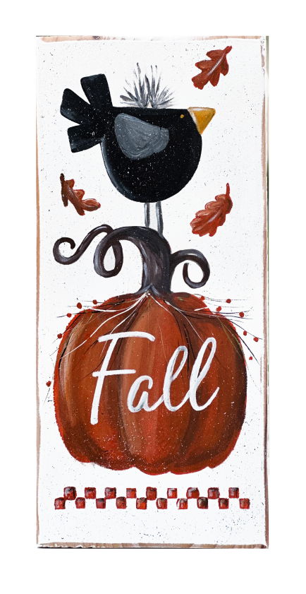 SPRINKLED WITH HEARTS FALL PUMPKIN WITH BIRD