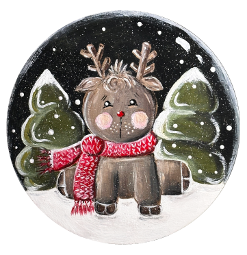SPRINKLED WITH HEARTS CIRCLE REINDEER WITH TREES