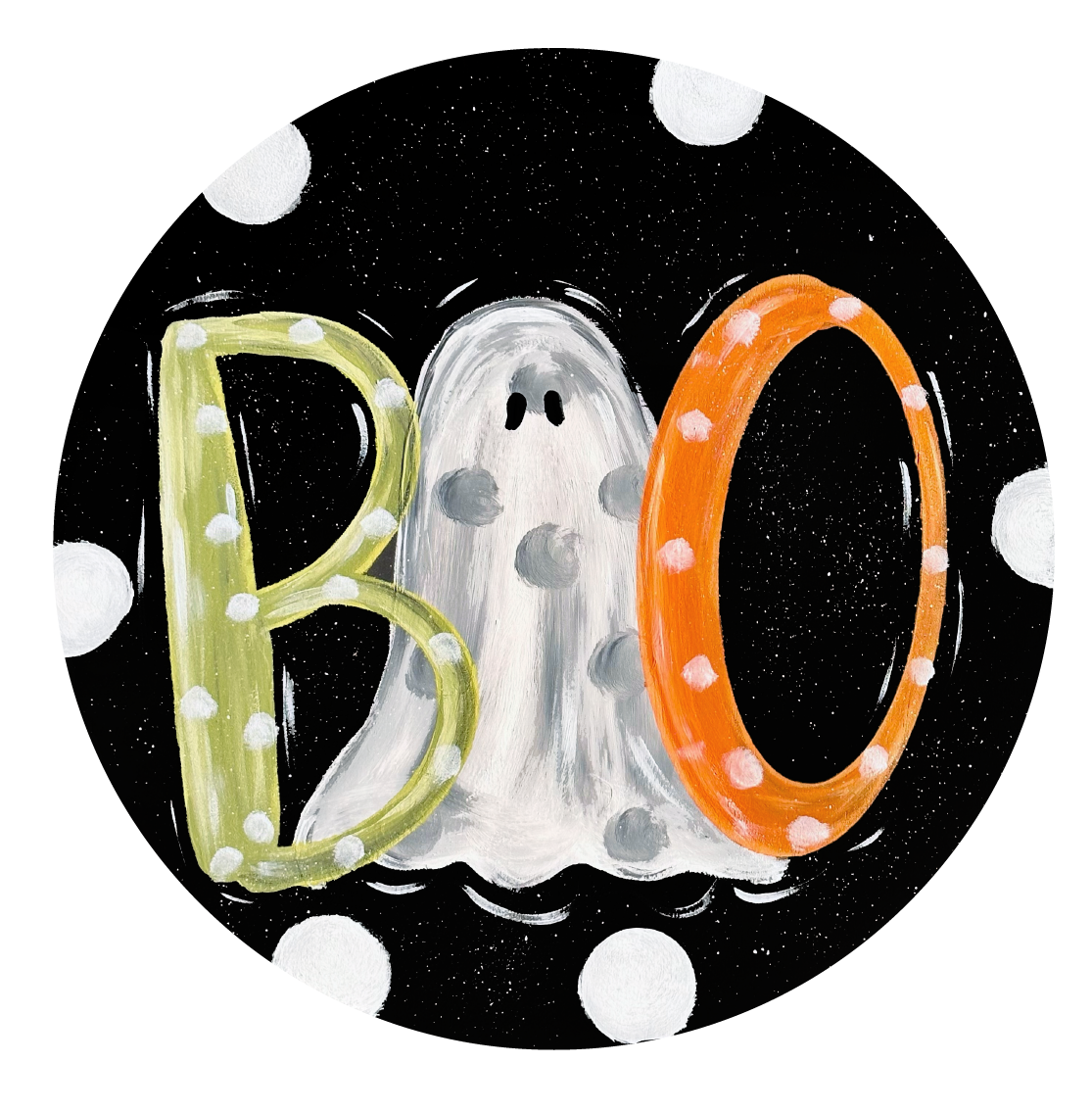 SPRINKLED WITH HEARTS CIRCLE BOO WITH GHOST