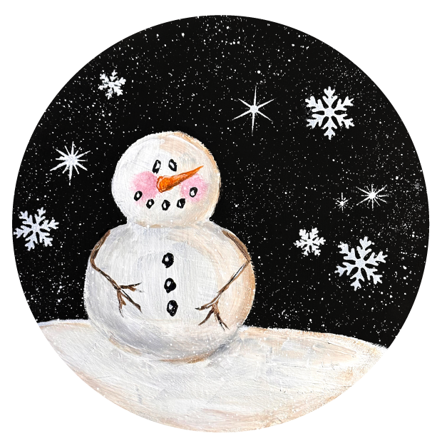 SPRINKLED WITH HEARTS CIRCLE WITH SNOWMAN