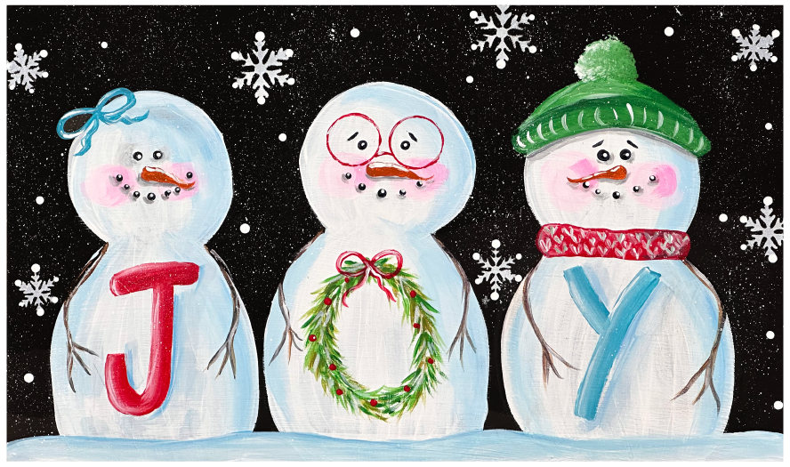 SPRINKLED WITH HEARTS SNOWMEN WITH JOY