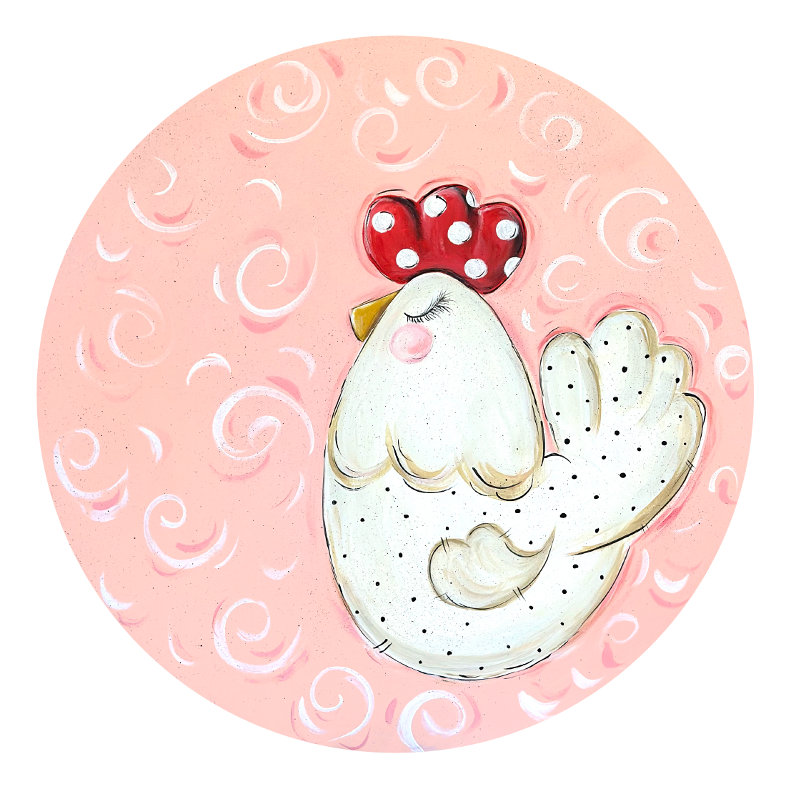 SPRINKLED WITH HEARTS CIRCLE CHICKEN HAPPY VALENTINES DAY