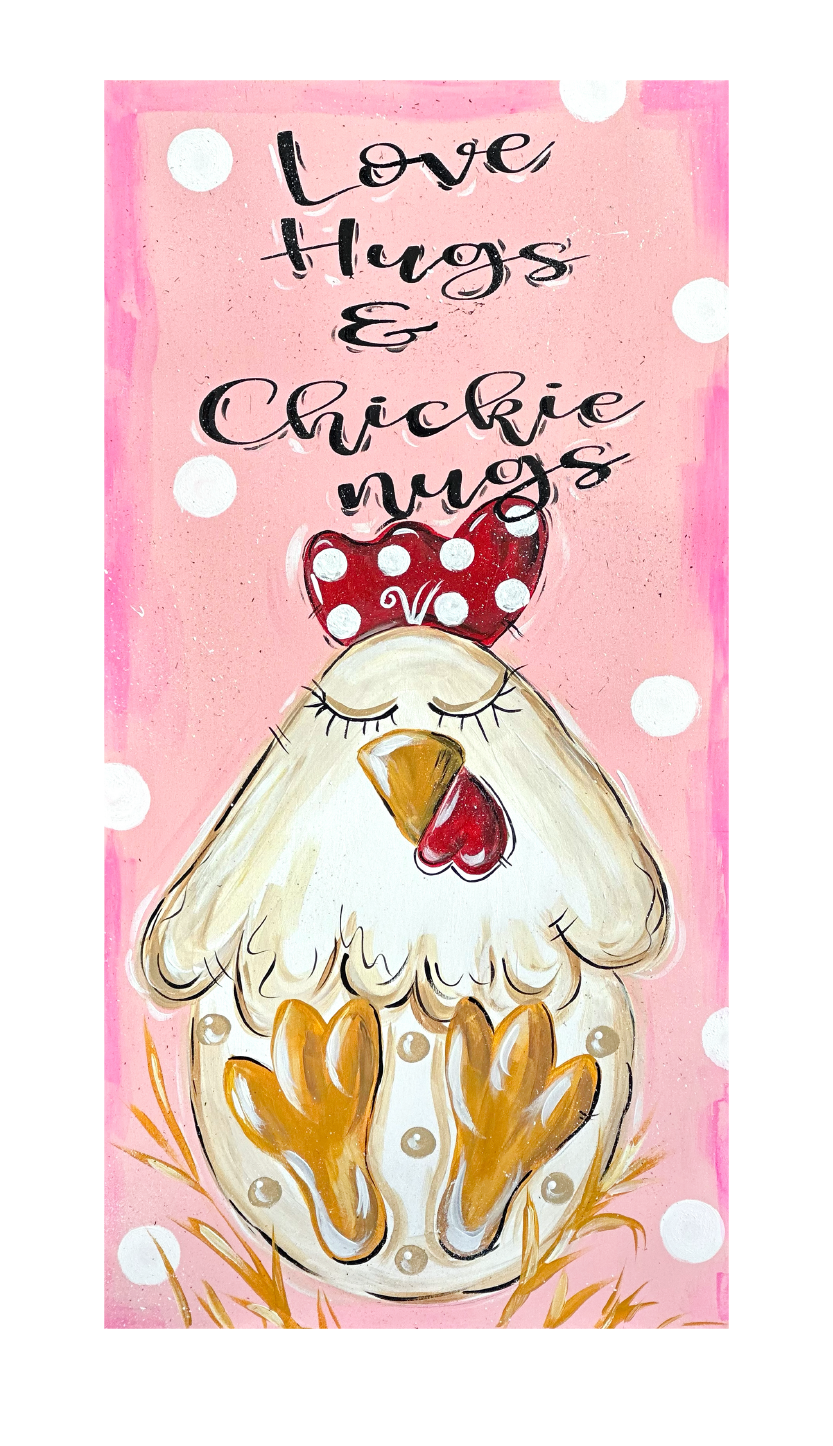 SPRINKLED WITH HEARTS RECTANGLE LOVE HUGS AND CHICKIE NUGS