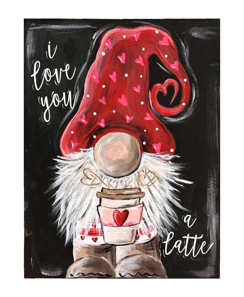 SPRINKLED WITH HEARTS I LOVE YOU A LATTE GNOME