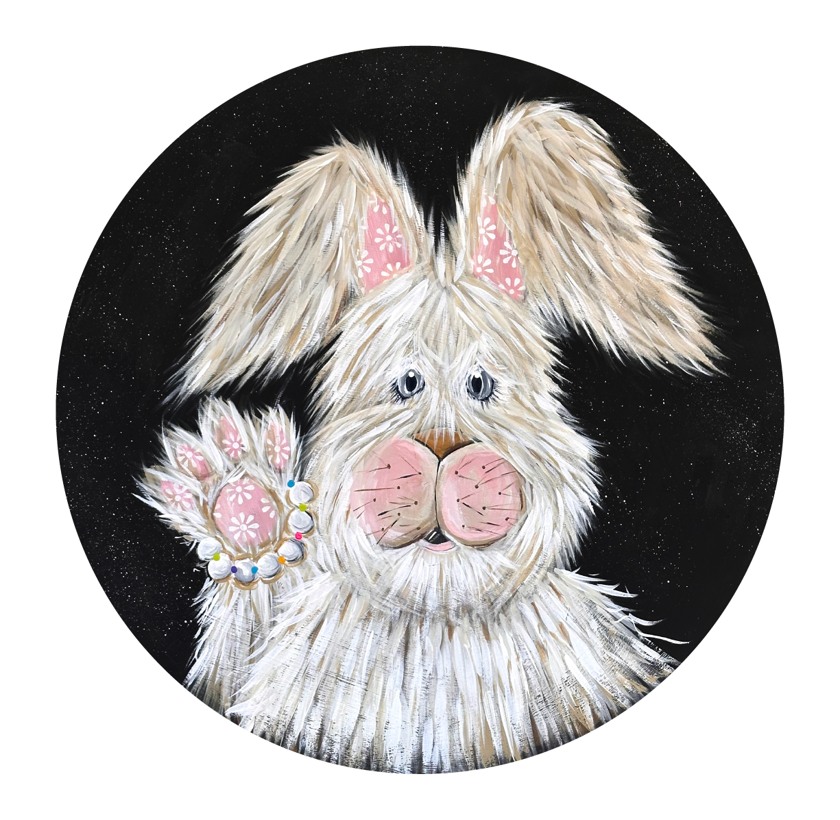 SPRINKLED WITH HEARTS CIRCLE WITH WAVING RABBIT