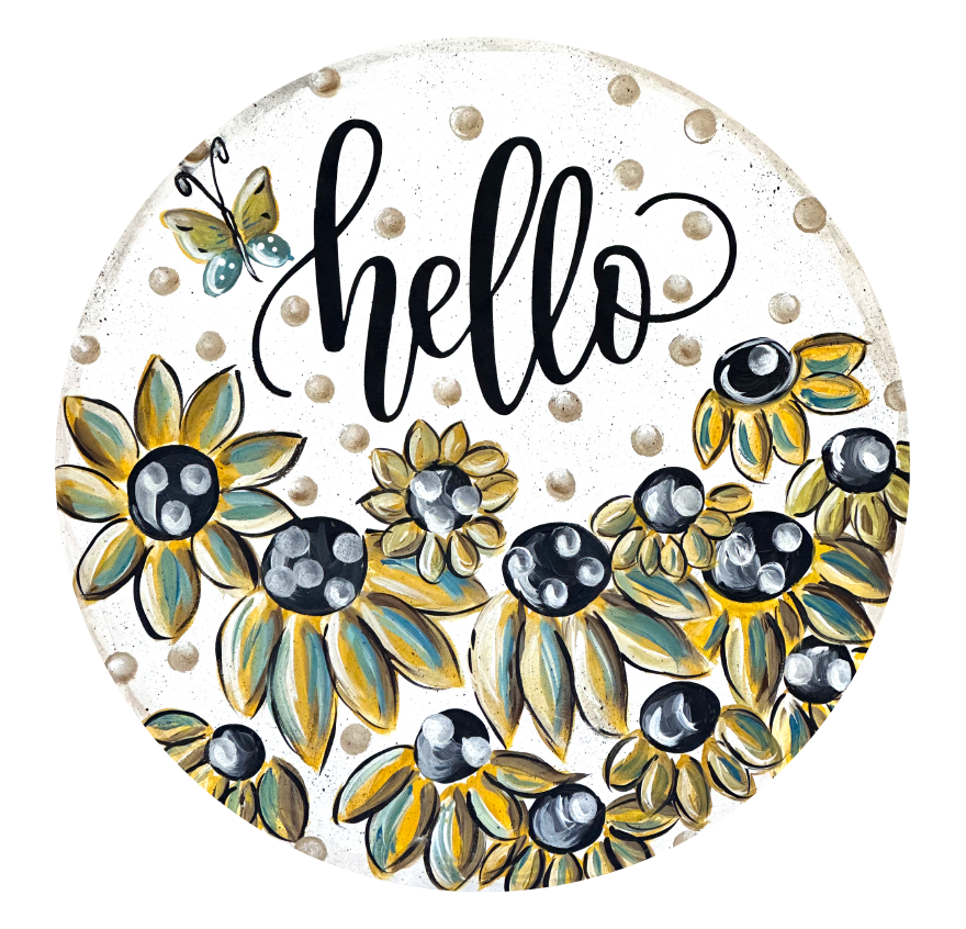 SPRINKLED WITH HEARTS HELLO WITH SUNFLOWERS