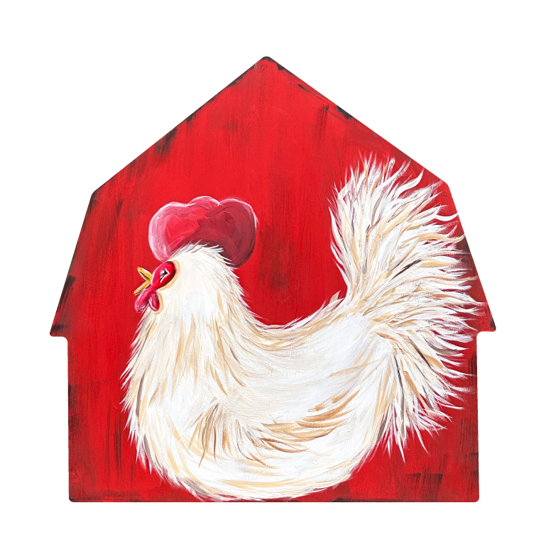 SPRINKLED WITH HEARTS RED BARD WITH WHITE CHICKEN