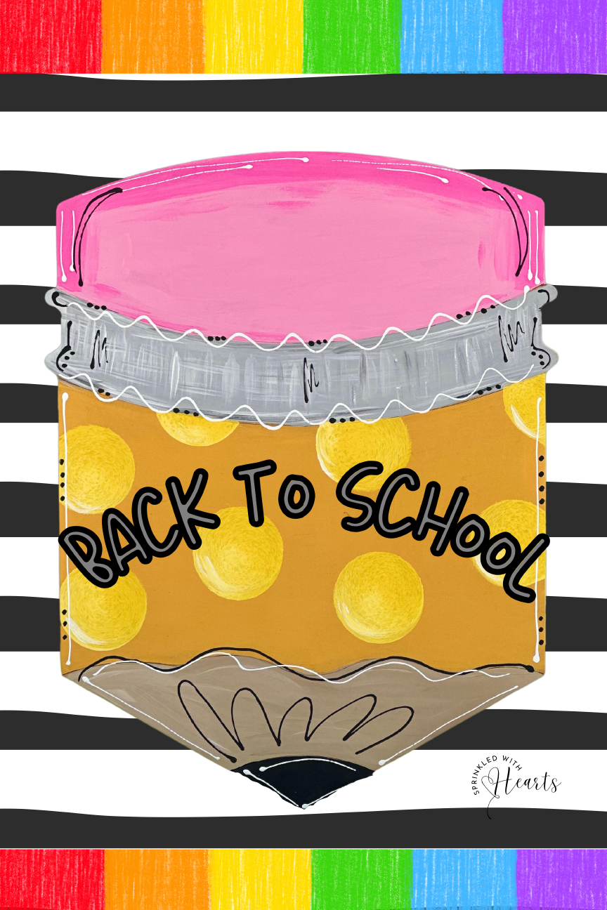 SPRINKLED WITH HEARTS BACK TO SCHOOL PENCIL