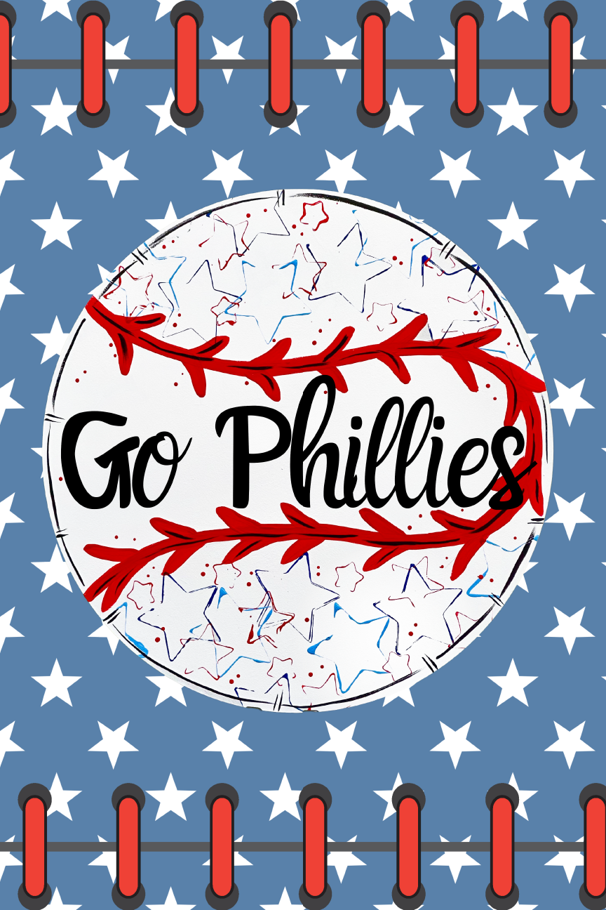 SPRINKLED WITH HEARTS BASEBALL GO PHILLIES