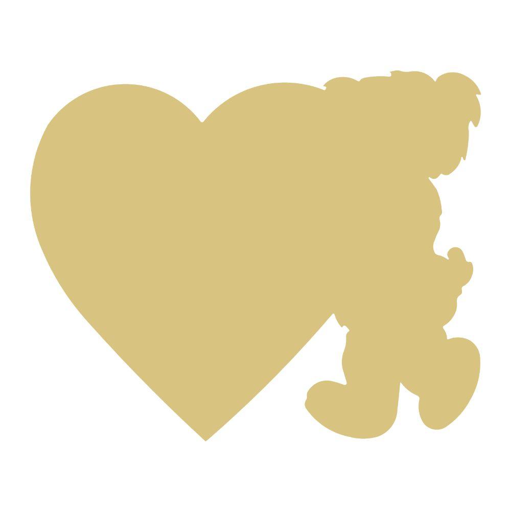 Basic Shape Heart MDF Cutout Teddy Bear With Heart - Unfinished For DIY