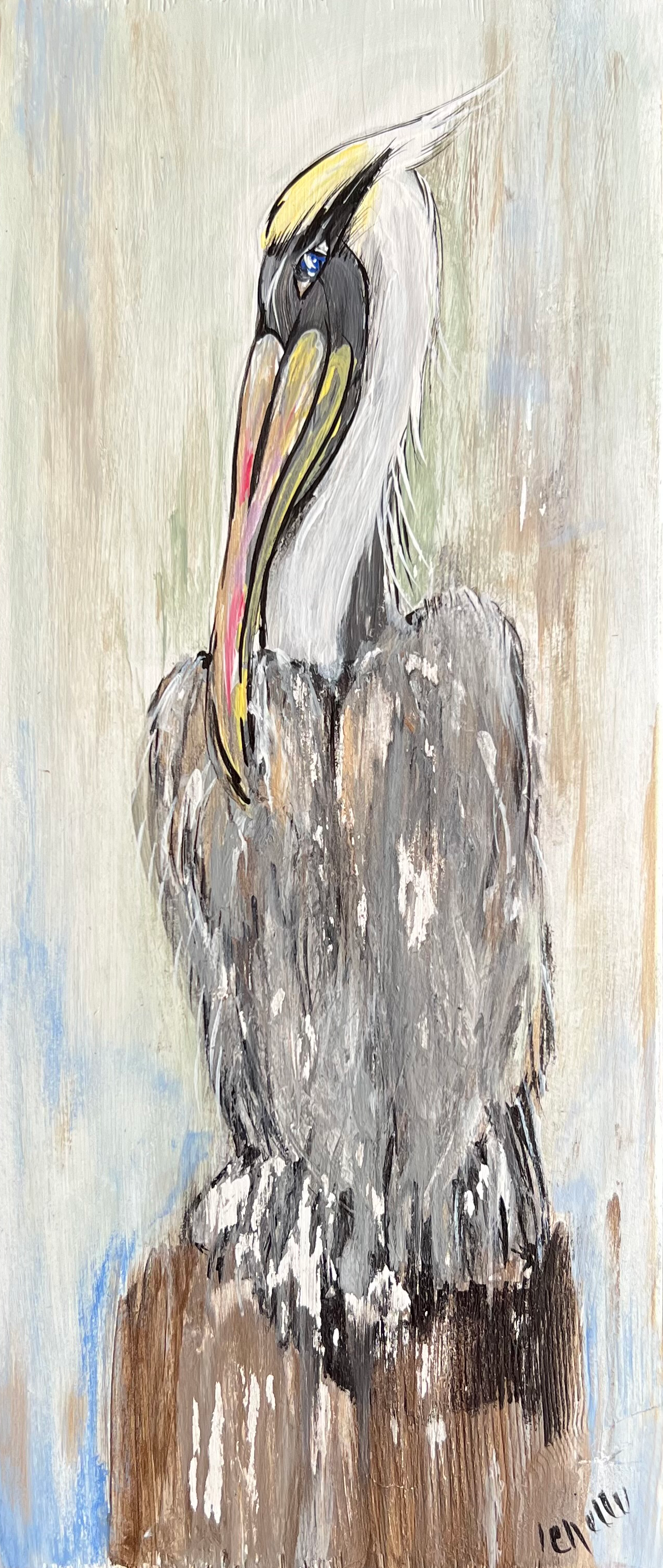 THE HAPPY BUTTERFLY RECTANGLE PELICAN ON POST