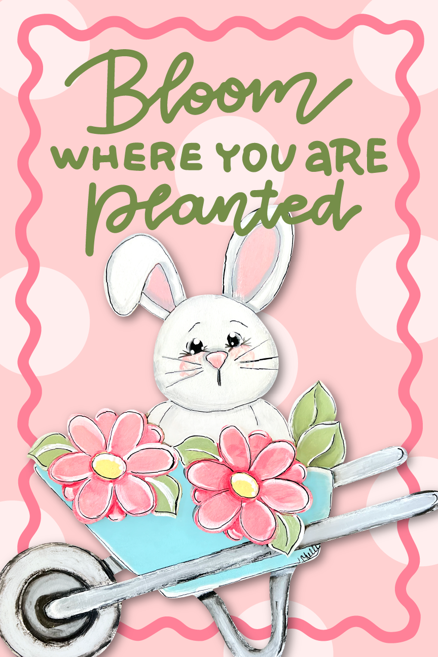 THE HAPPY BUTTERFLY RABBIT IN WHEELBARROW