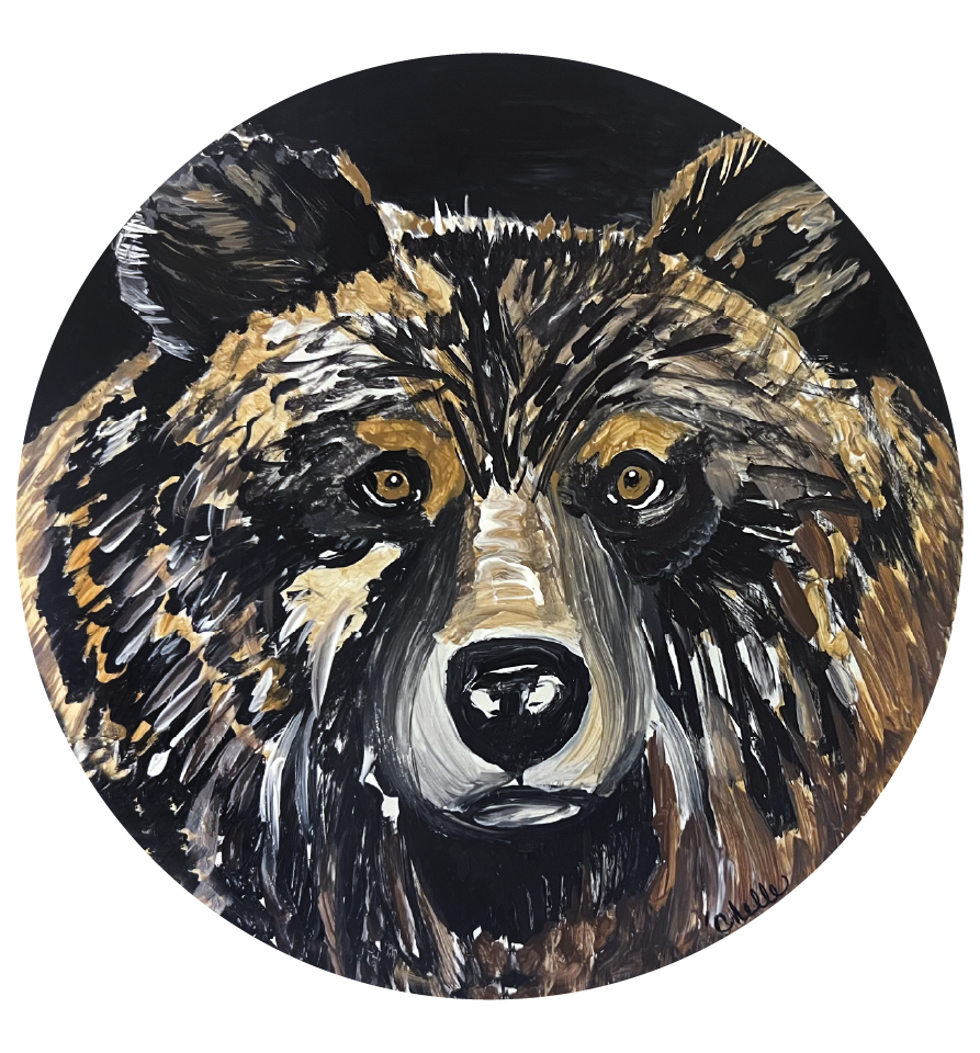 THE HAPPY BUTTERFLY BEAR HEAD ON CIRCLE