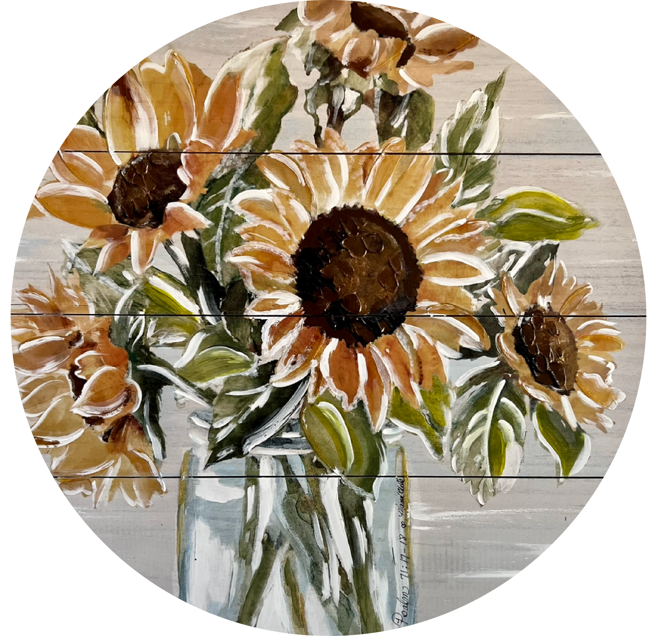 THE HAPPY BUTTERFLY CIRCLE WITH SUNFLOWERS IN JAR